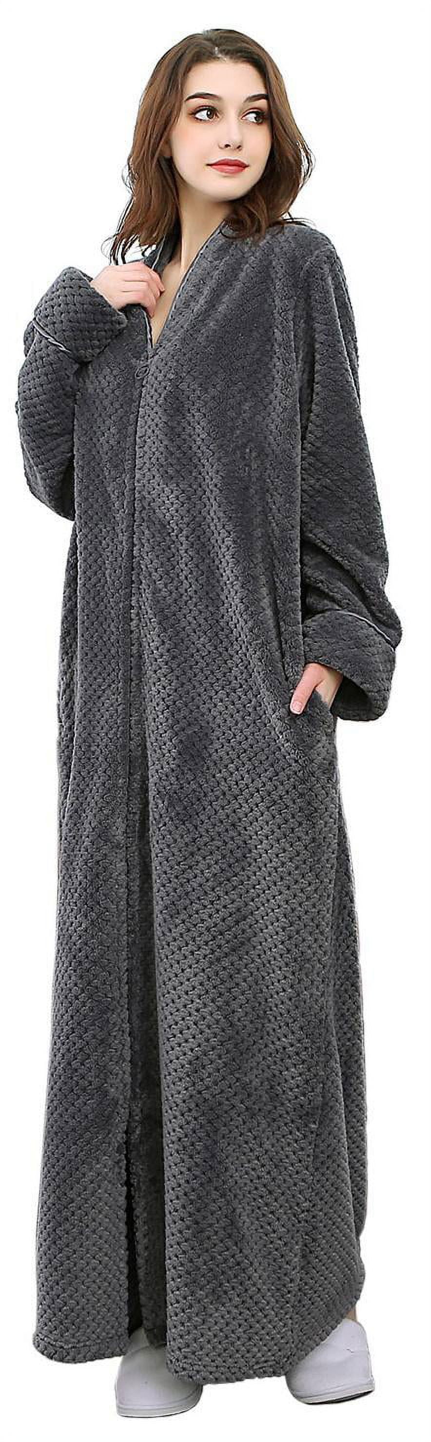Robes for Women, LOFIR Long Womens Robes, Cozy Soft Fluffy Fleece Front Zipper Robe, Warm Plush