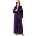 thumbnail image 1 of Robes for Women, LOFIR Long Womens Robes, Cozy Soft Fluffy Fleece Front Zipper Robe, Warm Plush Winter Bathrobe with Side Pockets, Purple, M, 1 of 8