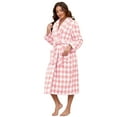 thumbnail image 1 of Robes for Women – AMITOFO Thick Fluffy Fleece Womens Robe, Long Plaid Bathrobe with Pockets and Belt, Soft Warm Sleepwear for Spa, Home & Winter L-XL, 1 of 7