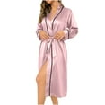 thumbnail image 1 of Robes for Women Long Sleeve Bathrobe Soft Lightweight Full Length Sleepwear Casual Ladies Loungewear (S, Pink), 1 of 4