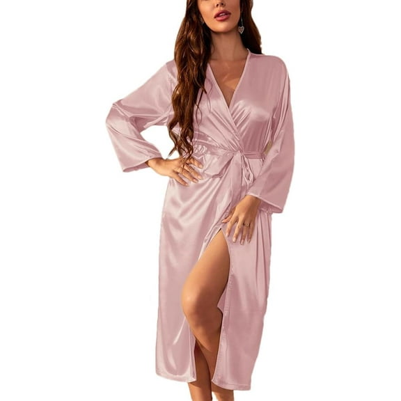 Robes for Women Long Wedding Party Robes Lightweight Sexy Sleepwear with Pockets