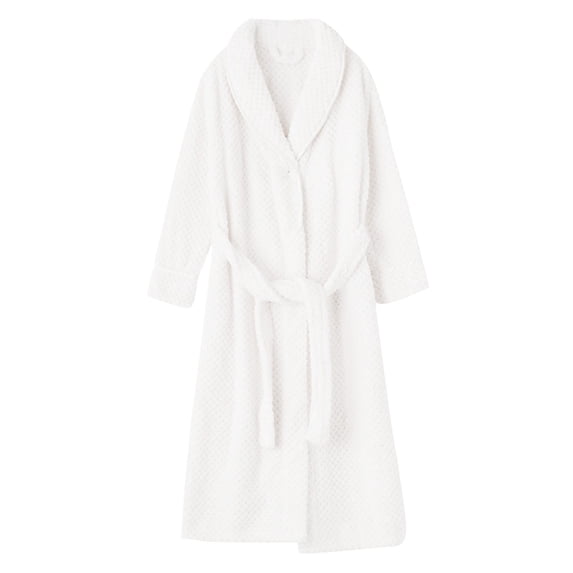 Robes for Women Men, Knee Length Plush Bathrobe Fleece Soft Long Sleeve Button Sleep Robe Cozy Sleepwear M-XL
