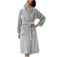 thumbnail image 1 of Robes for Women Soft Fluffy Fuzzy Cozy Warm Lightweight Bathrobe Plush Drawstring Shower Spa Knee Lenght Robe for Adult, 1 of 3