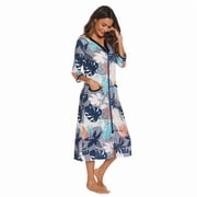 Robes for Women: Syphoria Lightweight Summer Womens Robes, Zip Up Front 3/4 Sleeves Lightweight Housecoat with Pockets