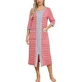 thumbnail image 1 of Robes for Women: Syphoria Zip Up Front Summer Robe for Women, 3/4 Sleeves Lightweight Housecoat with Pockets, 1 of 6