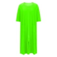 thumbnail image 1 of Robes for Women Zipper Front Soft Bathrobe Short Sleeve House Coat Long Nightgown With Pockets, 1 of 6