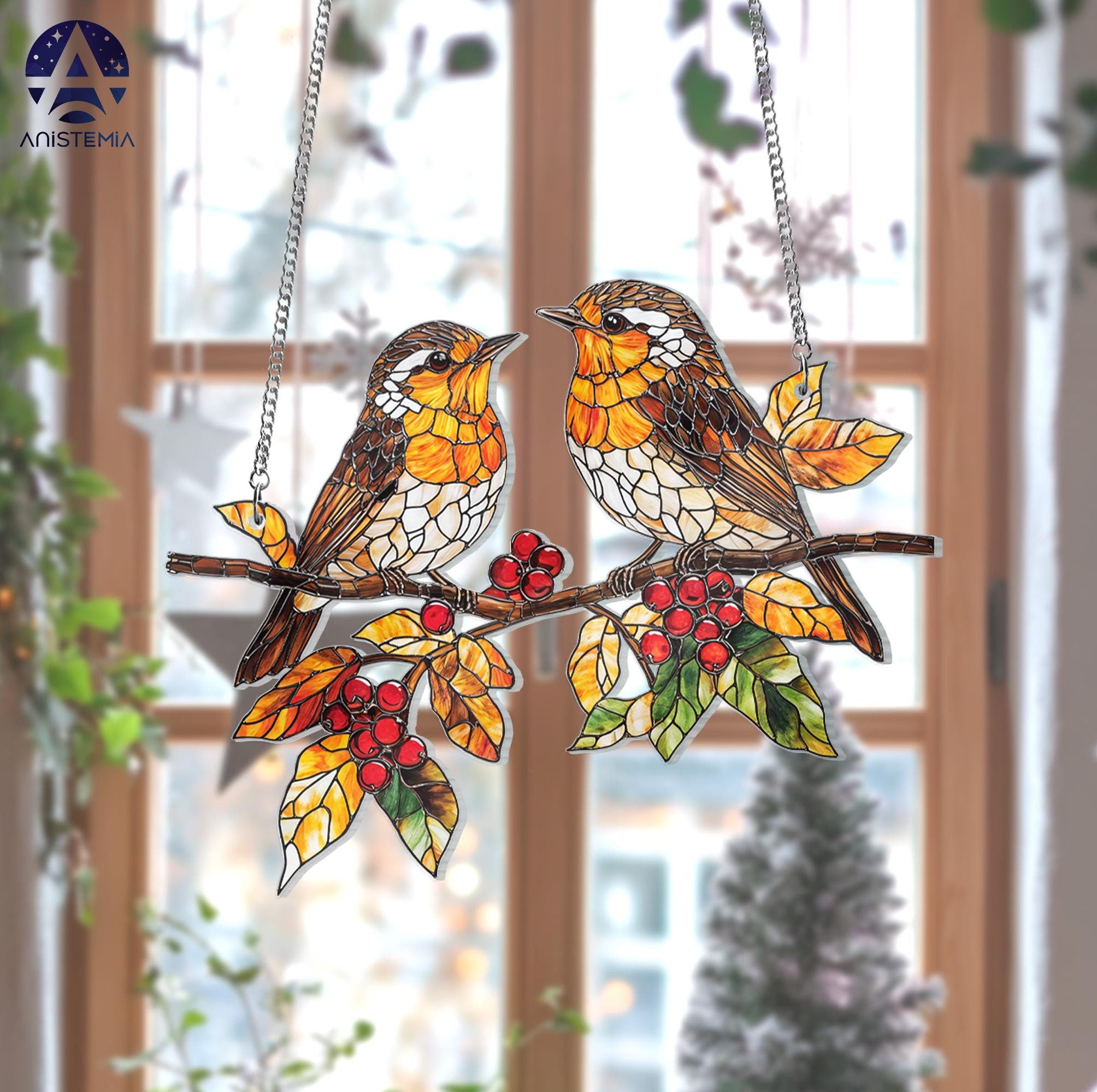 Robin Acrylic Suncatcher Window Hanging, When Robins Are Near Memorial ...
