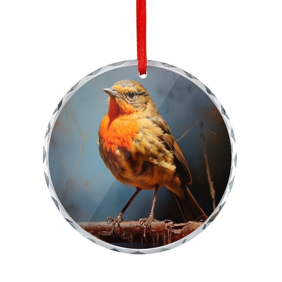 Robin Bird Christmas Ornament Vintage Lovely Robin Sitting on Tree Branch Round Ornament Gifts for Women