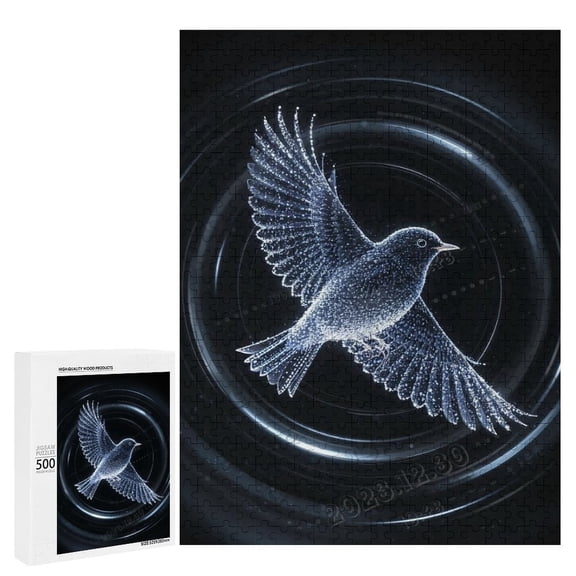 Robin Bird on a Dark Background 500 Piece Wooden Jigsaw Puzzle | Fun & Challenging Puzzle Game for Adults | Precision Cut for a Smooth Fit | 21" x 15"