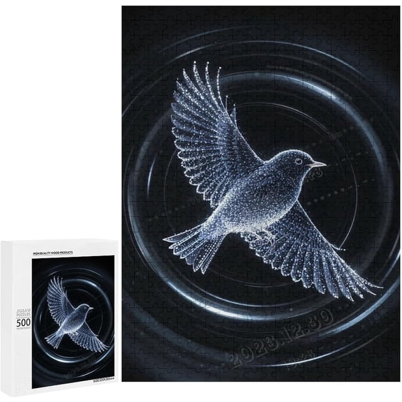 Robin Bird on Dark Background 500 Piece Wooden Jigsaw Puzzle Fun and Challenging Puzzle Game for Adults, Precision Cut for Smooth Fit, Finished Size 21 x 15 Inches