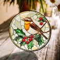 thumbnail image 1 of Robin Bird Glass Suncatcher v7, Garden Flower Window Art, Nature Lover Bird, 7.9 in, 1 of 3