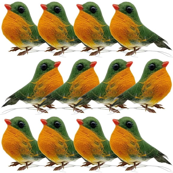 Robin Bird Ornaments 12pcs Artificial Christmas Tree Decoration Crafts for Outdoor Garden Plant Decor Photography Props