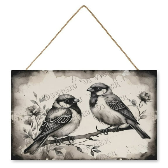 Robin Bird Wall Art Wooden Sign Rustic Farmhouse Decor Vintage Pictures for Bedroom Bathroom Kitchen Wall Decorations Bar Interior Decor 10"x16" Wooden Hanging Signs