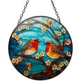 thumbnail image 1 of Robin Birds Stained Glass Suncatcher Handmade Window Hangings Colored Glass Suncatcher Crafts Kits for Indoor Garden Christmas Decoration 16x16cm(12), 1 of 7