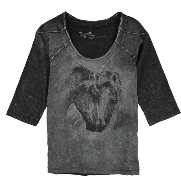 Robin Caspari Womens Horse Heart Graphic T-Shirt, Grey, Small