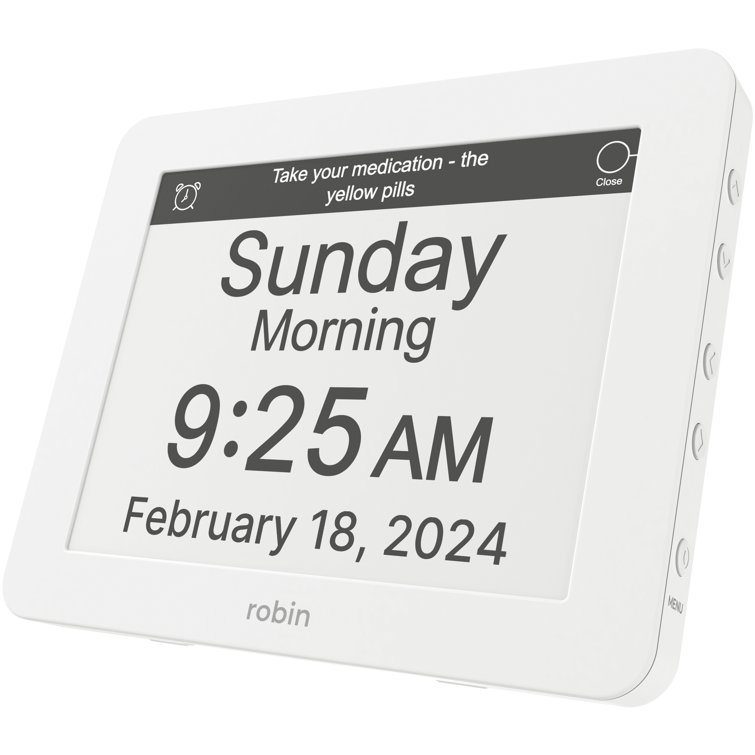 Robin Day Clock 2026 for Seniors, 8" Large Digital Calendar Dementia Clock with Talking Function, Alarms, Easy-to-Read Display for Elderly, Day Date Time, Medication Reminder, DST, White