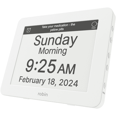 Robin Day Clock 2026 for Seniors, 8" Large Digital Calendar Dementia Clock with Talking Function, Alarms, Easy-to-Read Display for Elderly, Day Date Time, Medication Reminder, DST, White price history and forecast - Robin 0801