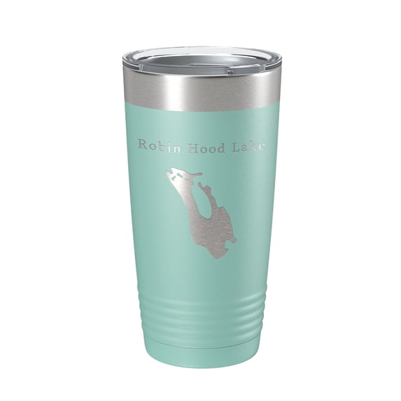 Robin Hood Lake Sherwood Forest Map Tumbler Travel Mug Insulated Laser Engraved Coffee Cup Massachusetts 20 oz Teal