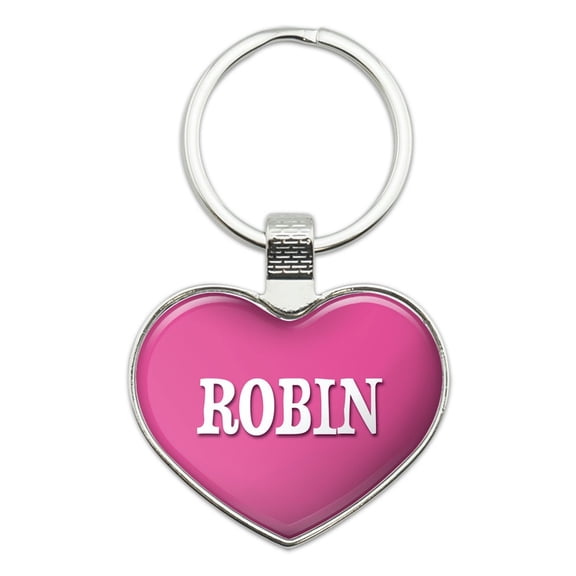 Robin I Love Name Heart Metal Key Chain