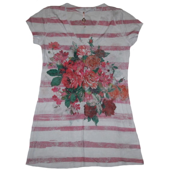 Robin K Women's Fashion V-Neck Graphic Print Shirt Size Small