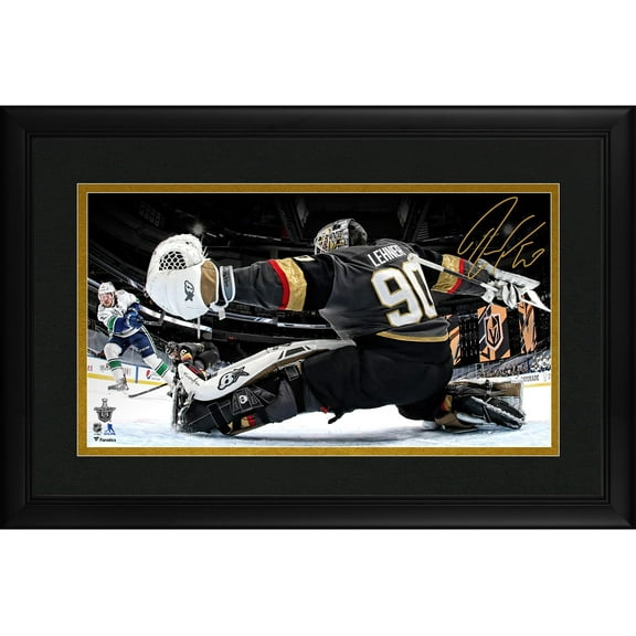 Robin Lehner Vegas Golden Knights Framed Autographed 10" x 18" Game 7 vs. Vancouver Canucks Diving Save Photograph - Fanatics Authentic Certified
