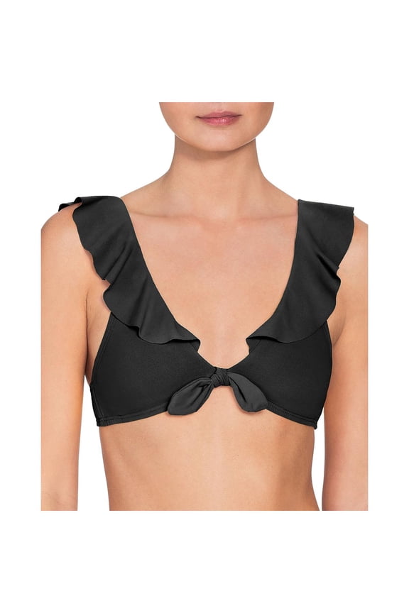 Women's Ava Ruffle Bikini Top, Black, X-Small