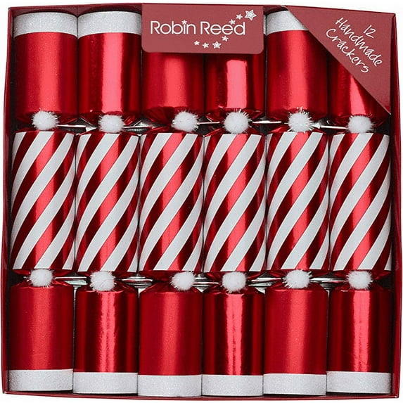 Robin Reed 12-Piece Candy Stripe Christmas Crackers