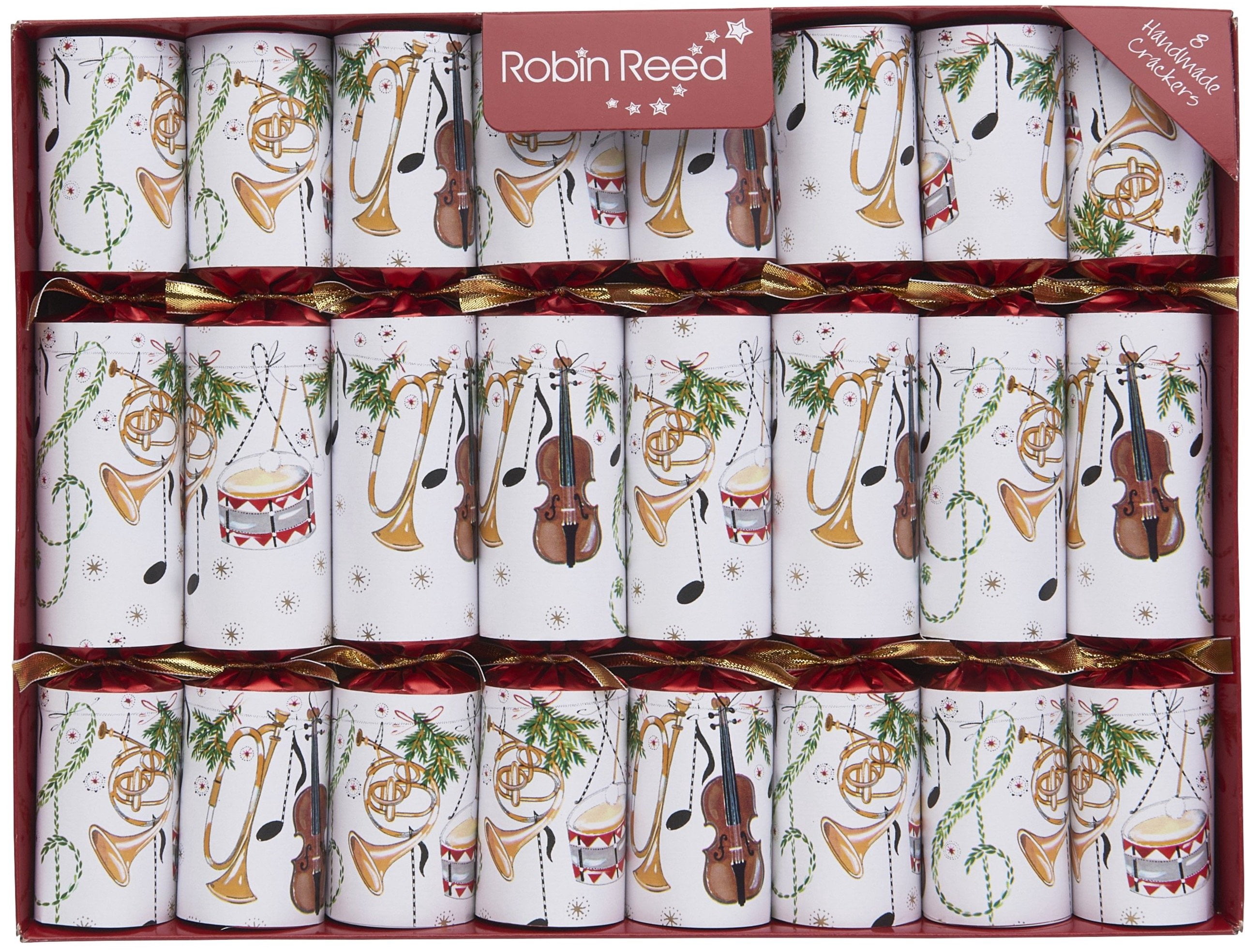 Roin Reed Robin Reed Concerto Fanfare Christmas Crackers, Set of 8, 10 in, White ...