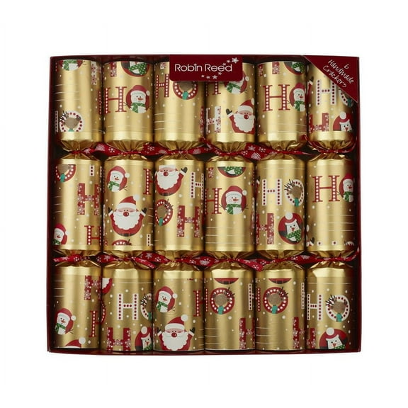 Robin Reed English Holiday Christmas Crackers - Racing Santa Ho Ho Ho, 6 Count