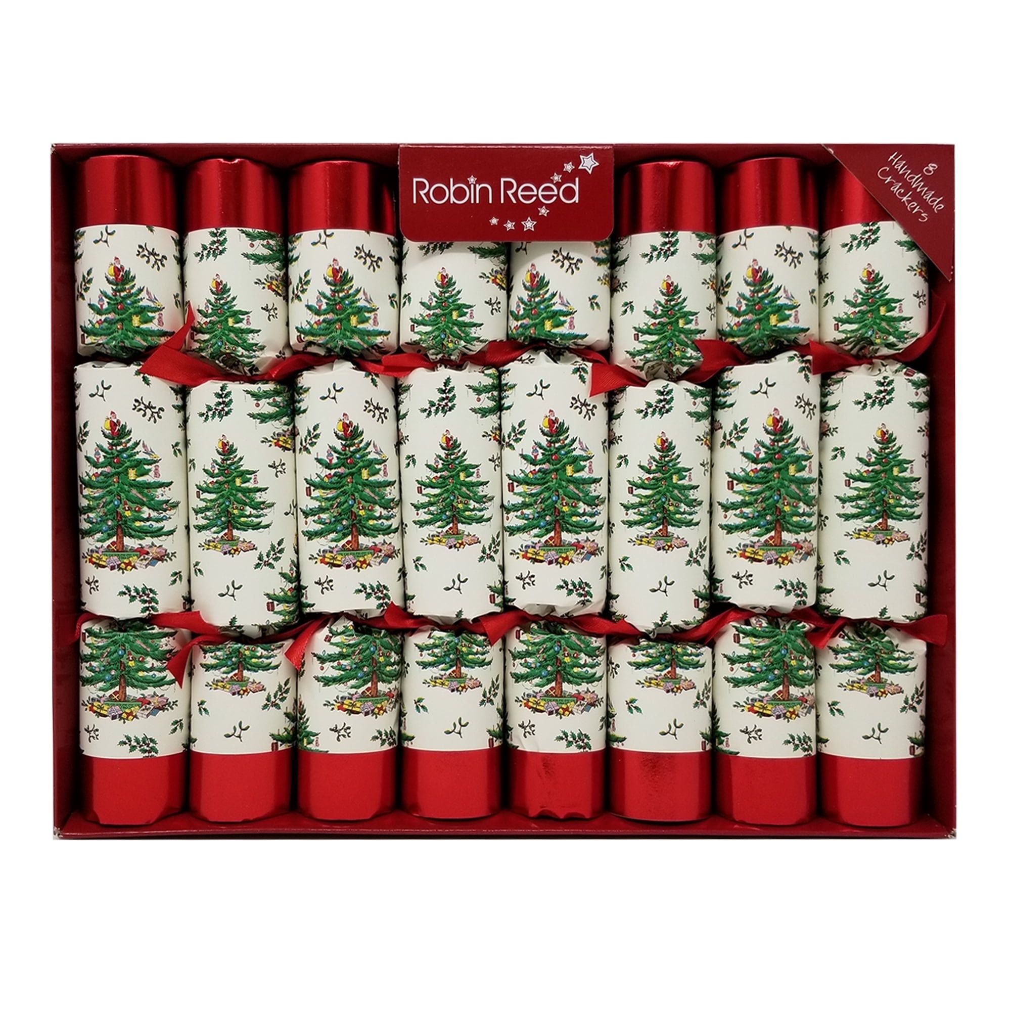 Robin Reed Handmade English Holiday Christmas Crackers - Spode Tree - 8 per pack