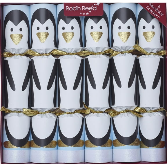 Robin Reed Handmade Racing Penguin Christmas Crackers 6 x 13 inch - contains Racing Penguin game