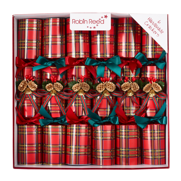 Robin Reed Highland Bells Handmade Christmas Crackers, Holiday Party Favors with Surprise Gifts, Set of 6 (6624)