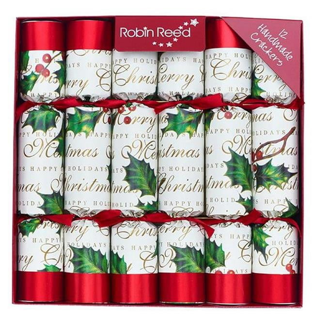 Set Of 12 Bows And Berries Christmas Crackers