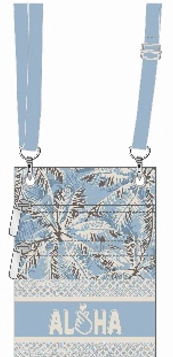 Robin Ruth Hawaii Aloha Light Blue Cross Body Neck Wallet