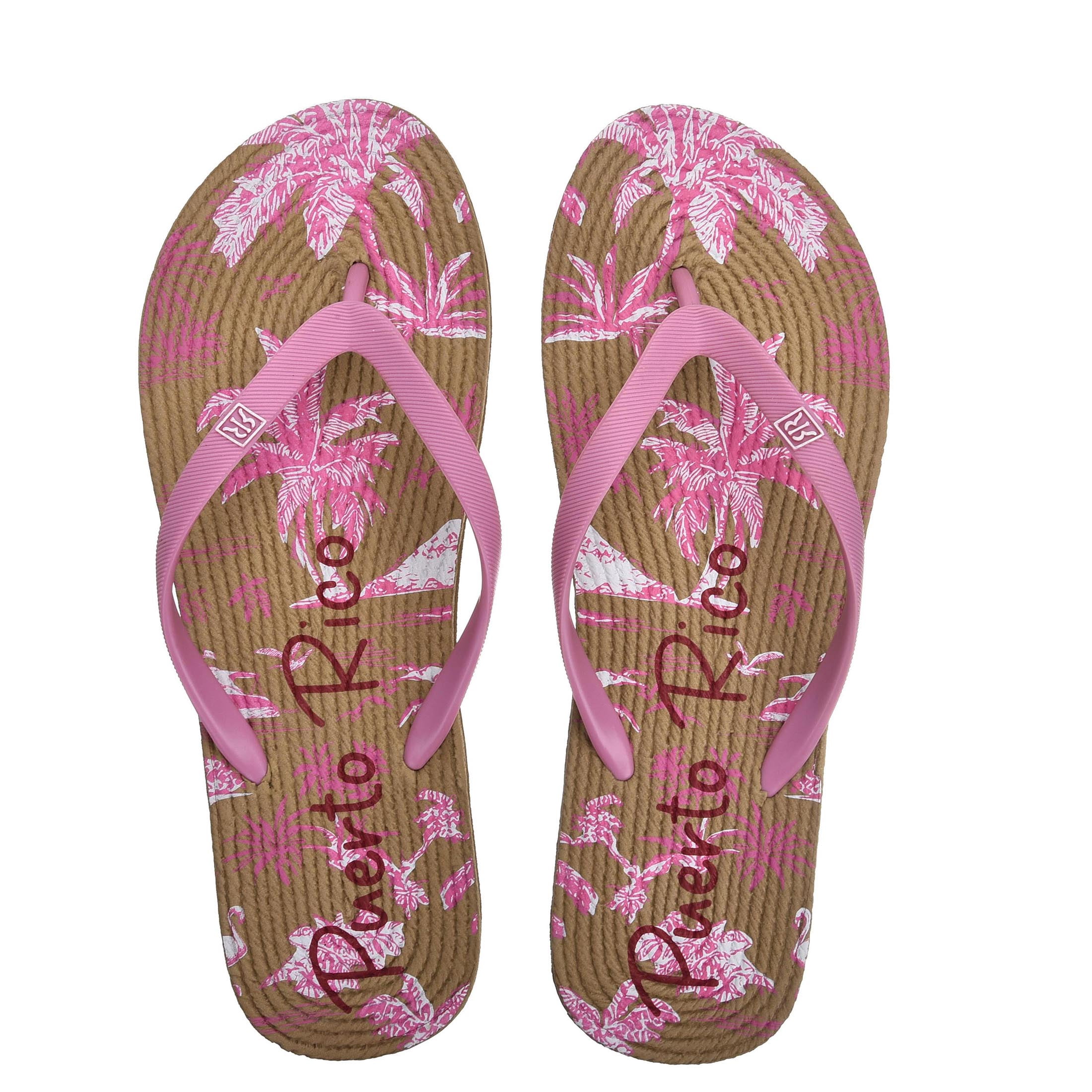 Robin Ruth Womens Flip Flop Pink, Designed with Typical Puerto Rico Stamps, Rubber Outsole, Vibrant Colors and Designs