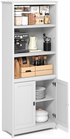 Robin Storage Cabinet, Pantry Cabinet with 3-Tier Adjustable Shelves ...