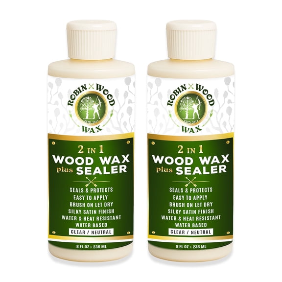 Robin Wood 2-in-1 Clear Magic Wax & Sealer 8 Oz. Ultimate Wood Protector & Enhancer for Long-Lasting Shine & Protection (Pack of 2)