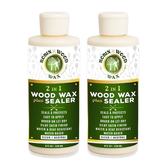 Robin Wood 2-in-1 Clear Magic Wax & Sealer – 8 Oz. Ultimate Wood Protector & Enhancer for Long-Lasting Shine & Protection (Pack of 2)