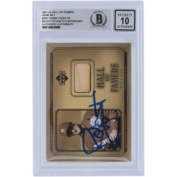 Robin Yount Milwaukee Brewers Autographed 2001 Upper Deck Hall of Famers Game Bat Relic #B-RY Beckett Fanatics Witnessed Authenticated 10 Card - Fanatics Authentic Certified