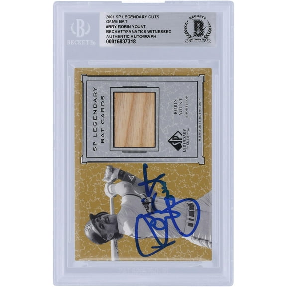 Robin Yount Milwaukee Brewers Autographed 2001 Upper Deck SP Legendary Cuts Game Bat Relic #B-RY Beckett Fanatics Witnessed Authenticated Card - Fanatics Authentic Certified