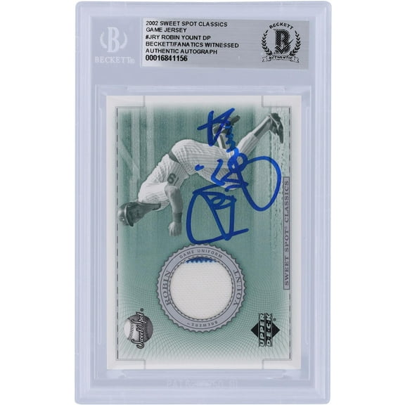 Robin Yount Milwaukee Brewers Autographed 2002 Upper Deck Sweet Spot Classic Game Jersey Relic #J-RY Beckett Fanatics Witnessed Authenticated Card - Fanatics Authentic Certified