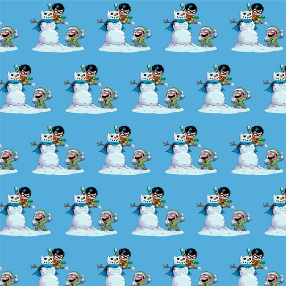 Robin and Riddler Snowball Fight Premium Roll Gift Wrap Wrapping Paper