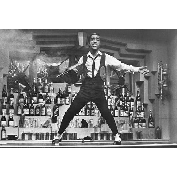 Robin and the Seven Hoods Sammy Davis Jr 24x36 Poster on bar top with machine gun!