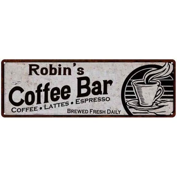Robin's Coffee Bar Sign Kitchen Decor 6x18 206180007101