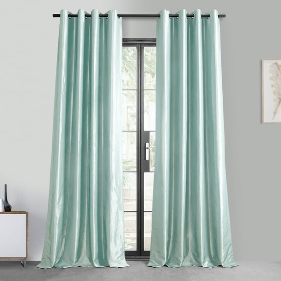 Robin's Egg Grommet Blackout Faux Silk Taffeta Curtain (1 Panel), Robin's Egg, 50W X 96L