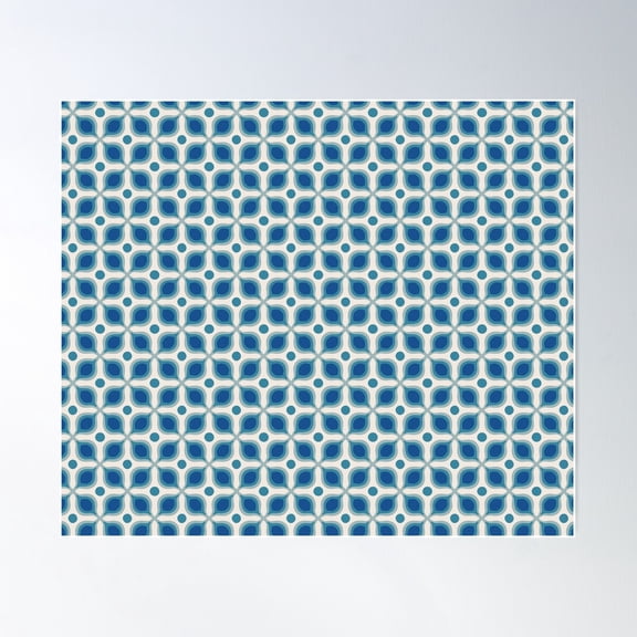 Robins Egg Blue Abstract Leaves Retro Pattern Poster Wall Art, Modern Wall Decor For Living Room Bedroom, 24x36 UNFRAMED