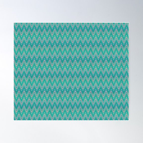 Robins Egg Blue Chevron Retro Pattern Poster Wall Art, Modern Wall Decor For Living Room Bedroom, 12x18 UNFRAMED