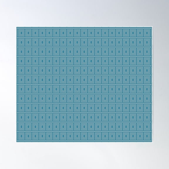 Robins Egg Blue Rectangles And Stripes Retro Pattern Poster Wall Art, Modern Wall Decor For Living Room Bedroom, 8x12 UNFRAMED