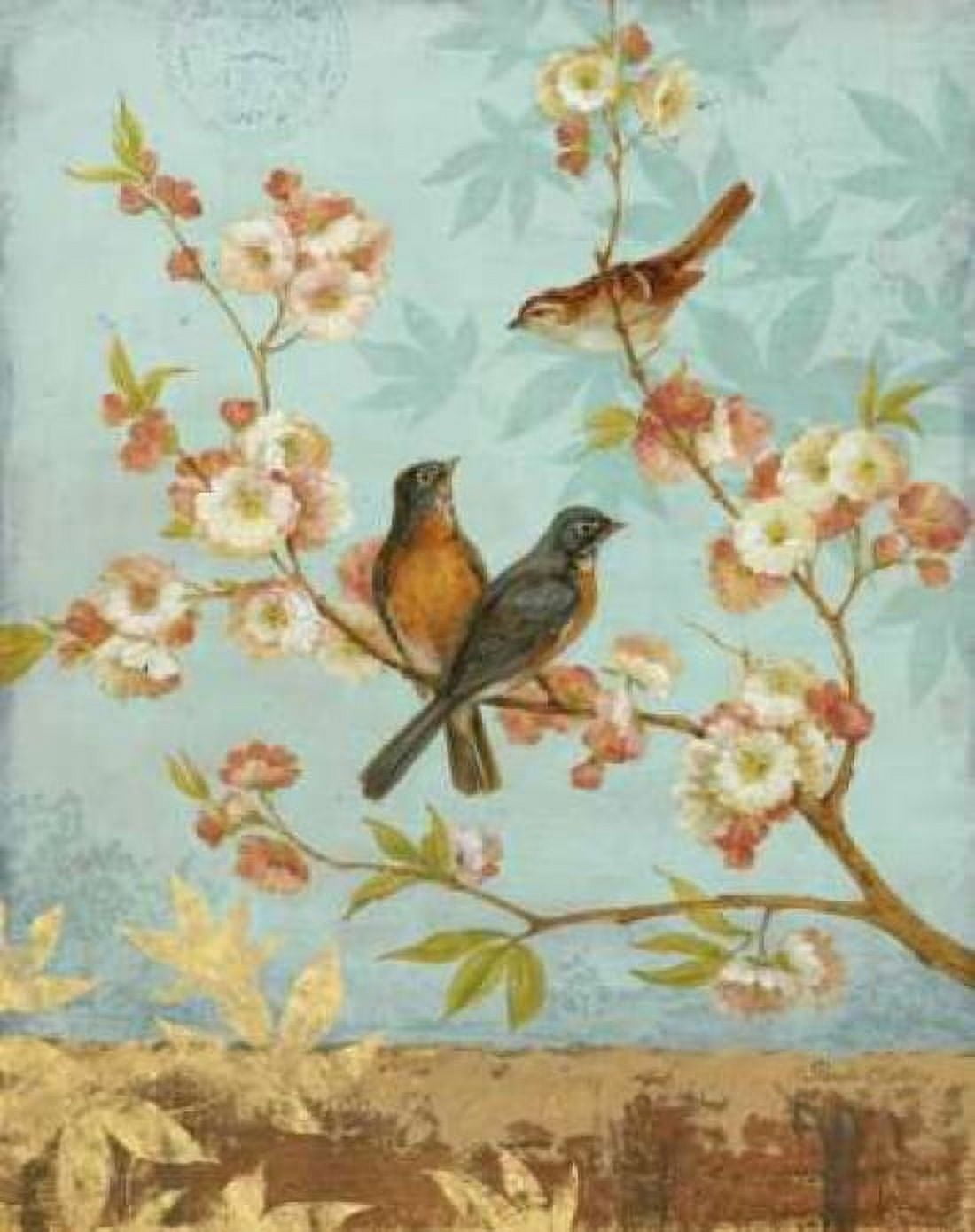 Robins and Blooms Canvas Art - Pamela Gladding (24 x 30)