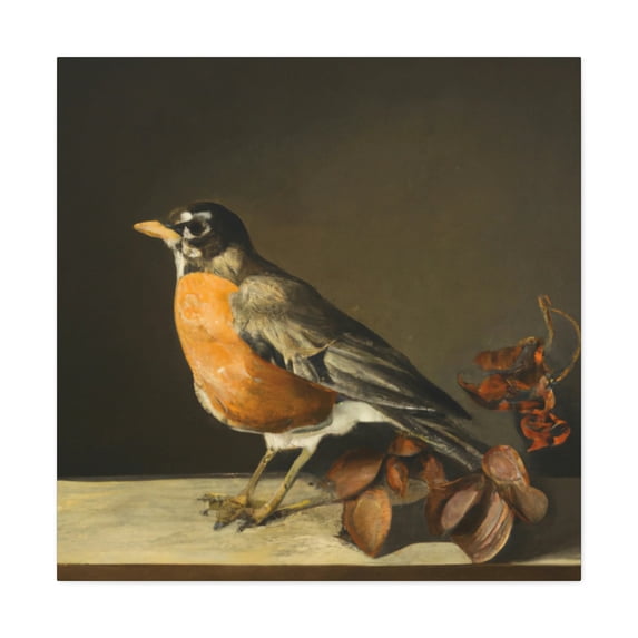 Robins in Springtime. - Canvas